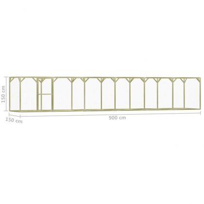 Клетка за пилета, 1,5x9x1,5 м, импрегниран бор