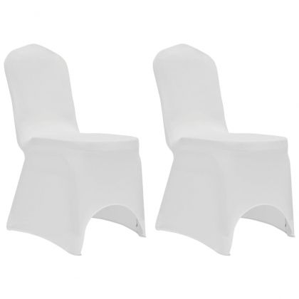Калъфи за столове, разтегателни, бели, 12 бр
