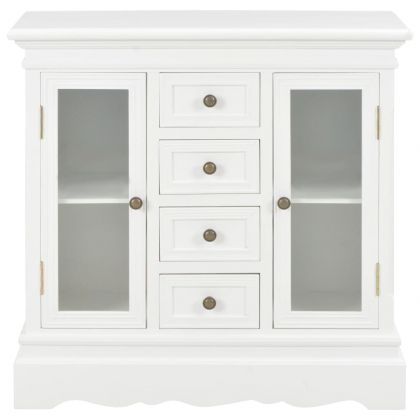 Бюфет, бял, 70x28x70 см, бор масив