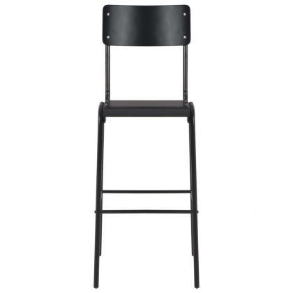 Бар столове, 2 бр, черни, твърд шперплат, стомана