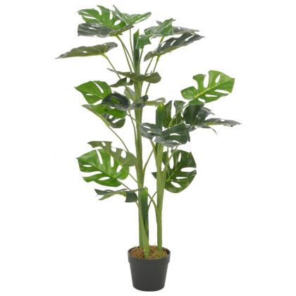 Изкуствено растение монстера със саксия, зелено, 100 см