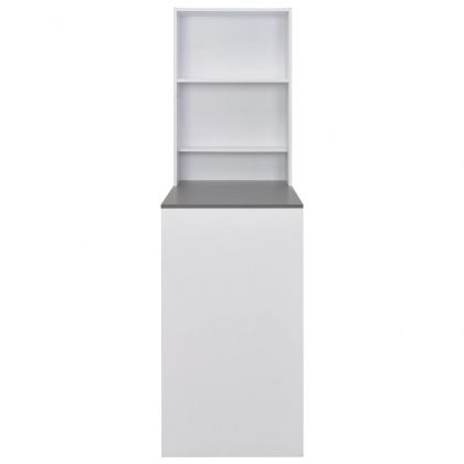 Бар маса с шкаф, бяла, 115x59x200 см