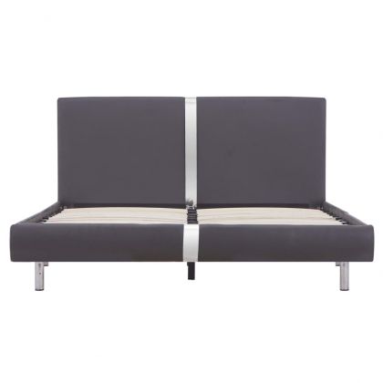 Рамка за легло, сива, изкуствена кожа, 140x200 cм