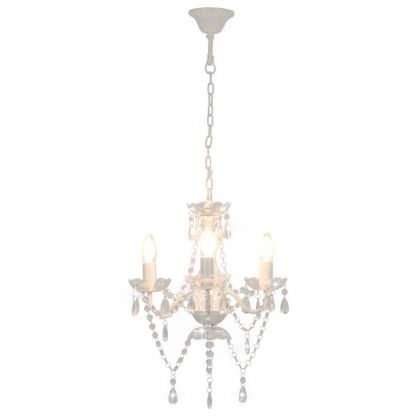 Полилей с кристали, бял, кръгъл, 3 х Е14