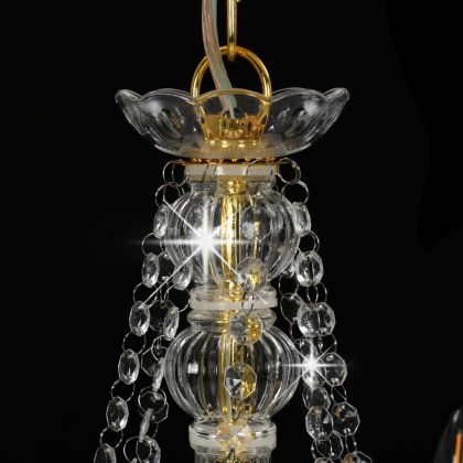 Полилей с кристали, златист, 8 х Е14 крушки