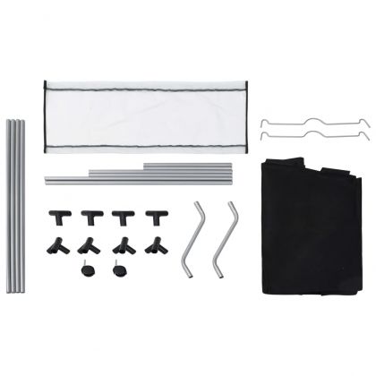 Кош за сортиране на пране с 3 торби, черен, стомана