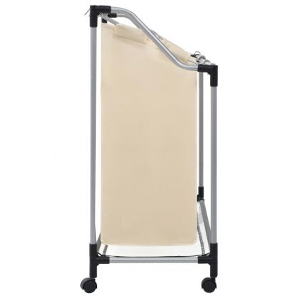 Кош за сортиране на пране с 3 торби, кремав, стомана