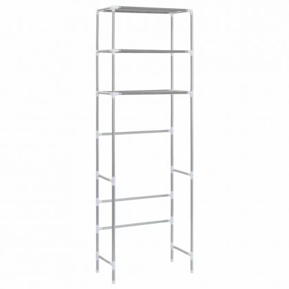 Стелаж за съхранение над тоалетна 3 рафта сребрист 53x28x169 см