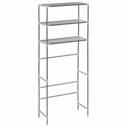 Стелаж за съхранение над пералня 3 рафта сребрист 69x28x169 см