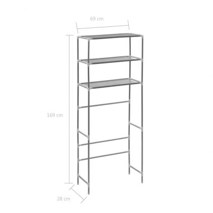 Стелаж за съхранение над пералня 3 рафта сребрист 69x28x169 см