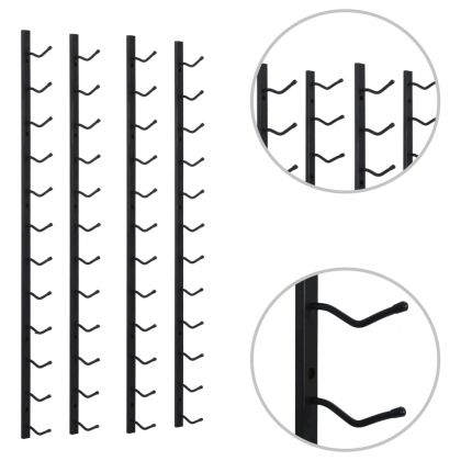 Стойки за вино за 12 бутилки стенен монтаж 2 бр черни желязо