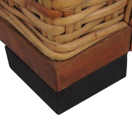 Фотьойл с възглавници, кафяв, естествен ратан