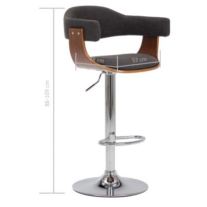 Бар табуретки, 2 бр, сиви, извито дърво и текстил