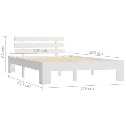 Рамка за легло, бяла, бор масив, 120х200 см