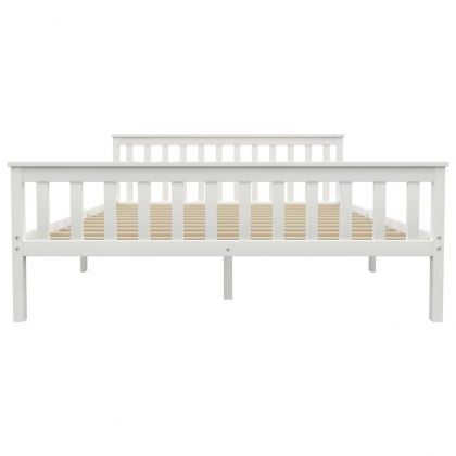 Рамка за легло, бяла, борова дървесина масив, 160x200 cм