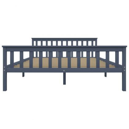 Рамка за легло, сива, борово дърво масив, 160x200 cм