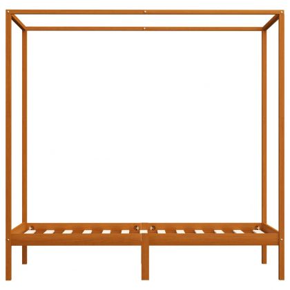 Рамка за легло с балдахин, меденокафява, бор масив, 90x200 см