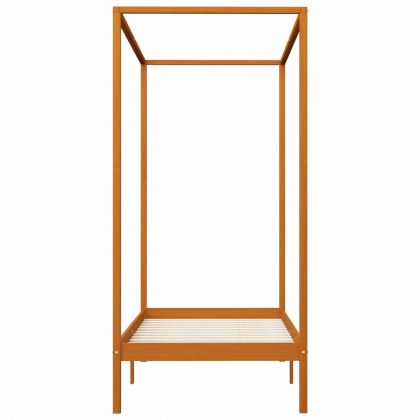 Рамка за легло с балдахин, меденокафява, бор масив, 100x200 см