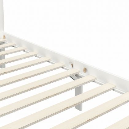 Рамка за легло с балдахин, бяла, бор масив, 100х200 см