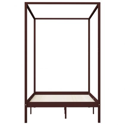Рамка за легло с балдахин, тъмнокафява, бор масив, 120x200 см