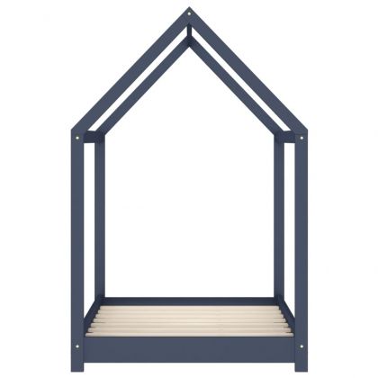 Рамка за детско легло, сива, бор масив, 70x140 см