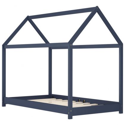 Рамка за детско легло, сива, бор масив, 80x160 см