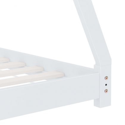 Рамка за детско легло, бяла, бор масив, 70x140 см