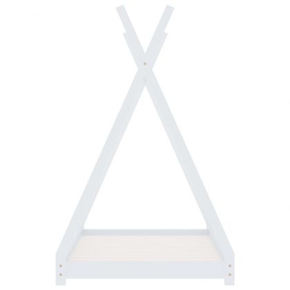 Рамка за детско легло, бяла, бор масив, 80x160 см