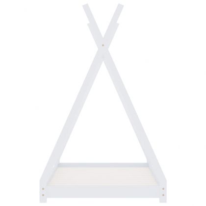 Рамка за детско легло, бяла, бор масив, 90х200 см