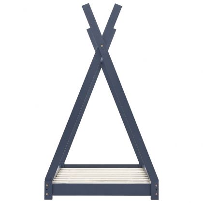 Рамка за детско легло, сива, бор масив, 70x140 см