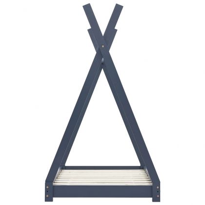 Рамка за детско легло, сива, бор масив, 90х200 см