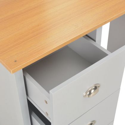 Тоалетка с огледало и табуретка, сива, 104x45x131 см