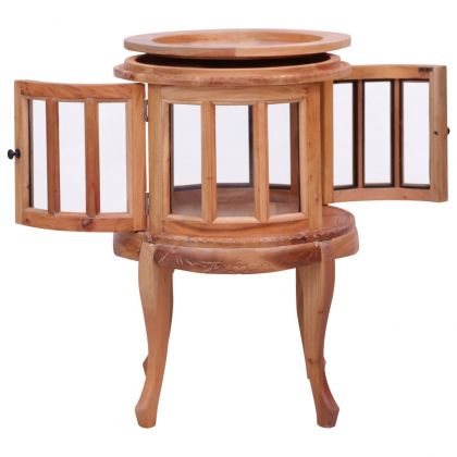 Шкаф с витрина, естествен цвят, 50x50x76 см, махагон масив