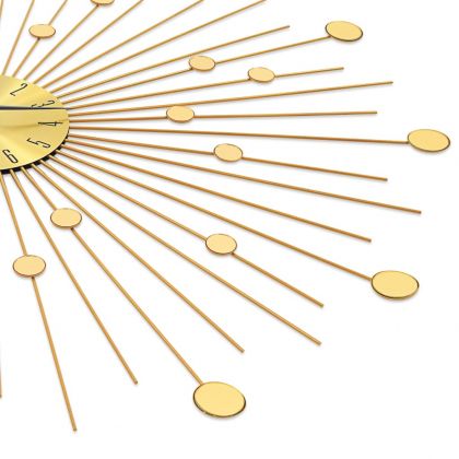 Стенен часовник, метал, 70 см, златист