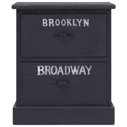 Нощно шкафче, черно, 38x28x45 см, дърво от пауловния