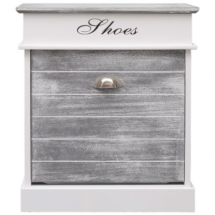 Шкаф за обувки, сив, 50x28x58 см, дърво от пауловния