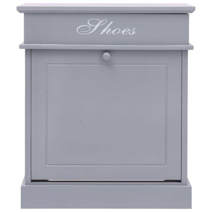 Шкаф за обувки, сив, 50x28x58 см, дърво от пауловния