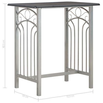 Бар комплект от 3 части, дърво и стомана, черен