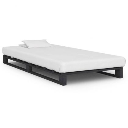 Палетна рамка за легло, сива, бор масив, 100х200 см