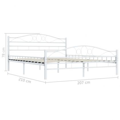 Рамка за легло, бяла, метал, 200x200 cм