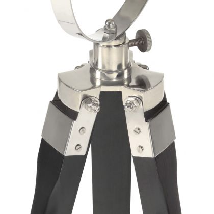 Наземна лампа на статив, черна, мангово дърво масив, 97 см