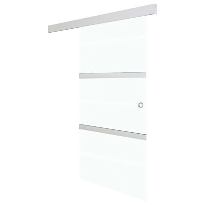 Плъзгаща врата матирано ESG стъкло и алуминий 90x205 см сребро