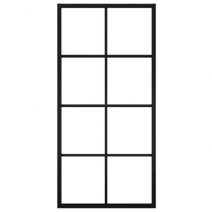 Плъзгаща врата, алуминий и ESG стъкло, 90x205 см, черна