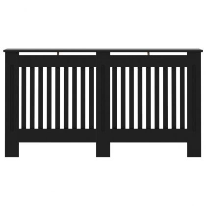 Параван за радиатор, черен, 152x19x81,5 см, МДФ