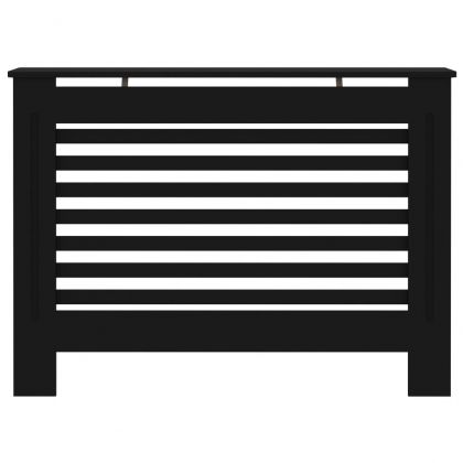 Параван за радиатор, черен, 112x19x81,5 см, МДФ