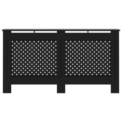 Параван за радиатор, черен, 152x19x81,5 см, МДФ