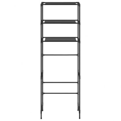 Стелаж за съхранение над тоалетна 3 рафта черен 53x28x169 см