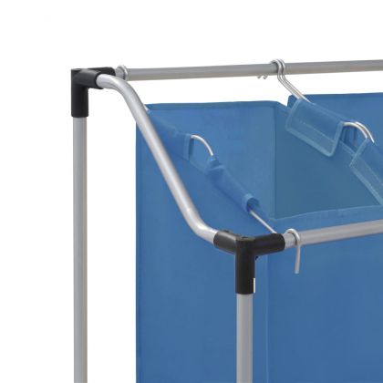 Кош за сортиране на пране с 3 торби, син, стомана