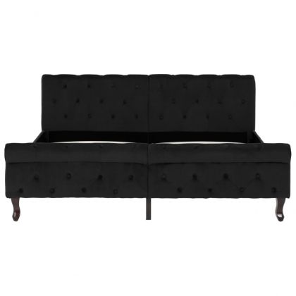 Рамка за легло, черна, кадифе, 160x200 см