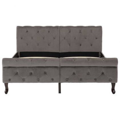 Рамка за легло, сива, кадифе, 140x200 см